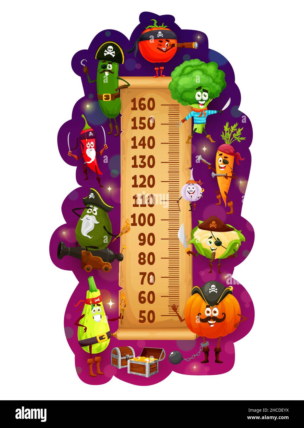 Kids height chart of cartoon vegetable pirates and corsairs. Vector growth  meter ruler or children stadiometer on parchment scroll with funny carrot  Stock Vector Image & Art - Alamy