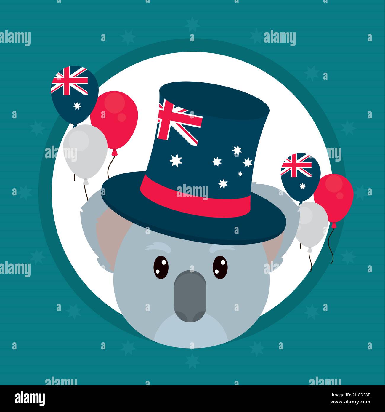 Australia day design with cute koala with top hat Stock Vector Image ...