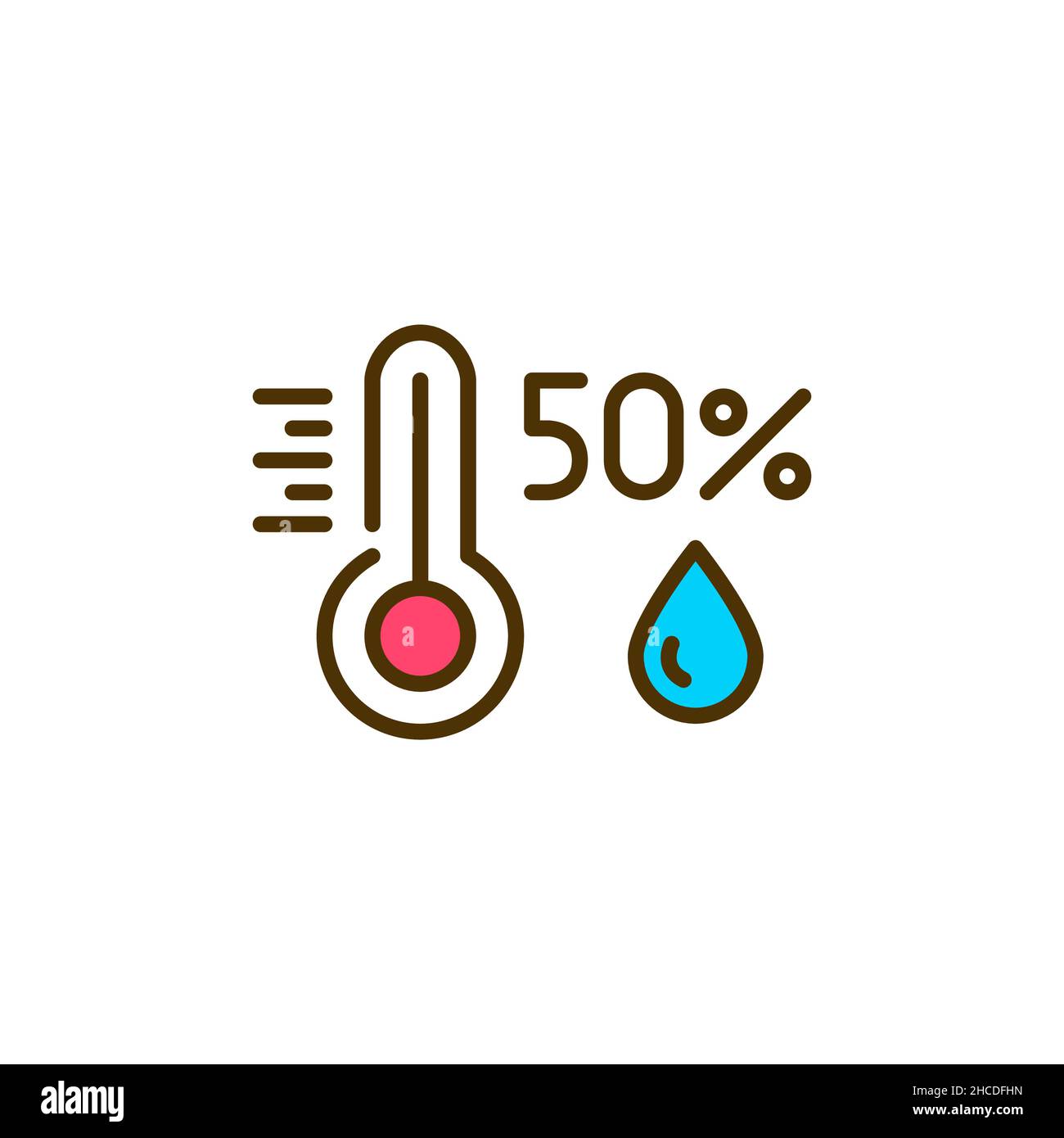 Temperature and humidity icon. Pixel perfect, editable stroke, color ...