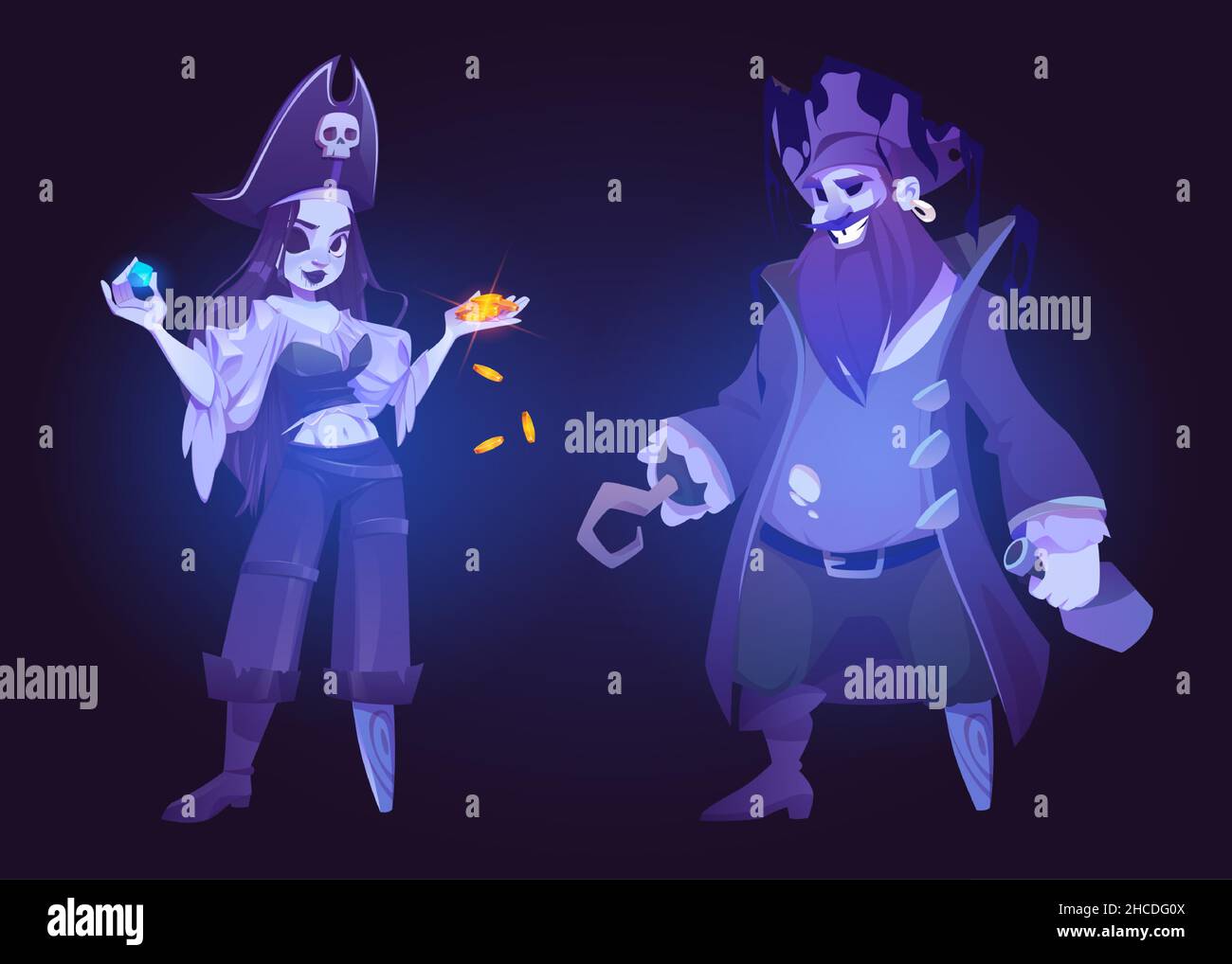 Pirate Ghosts Souls Of Dead Girl And Man In Corsair Costumes With Pirate Ghosts Souls Of Dead Girl And Man In Corsair Costumes With