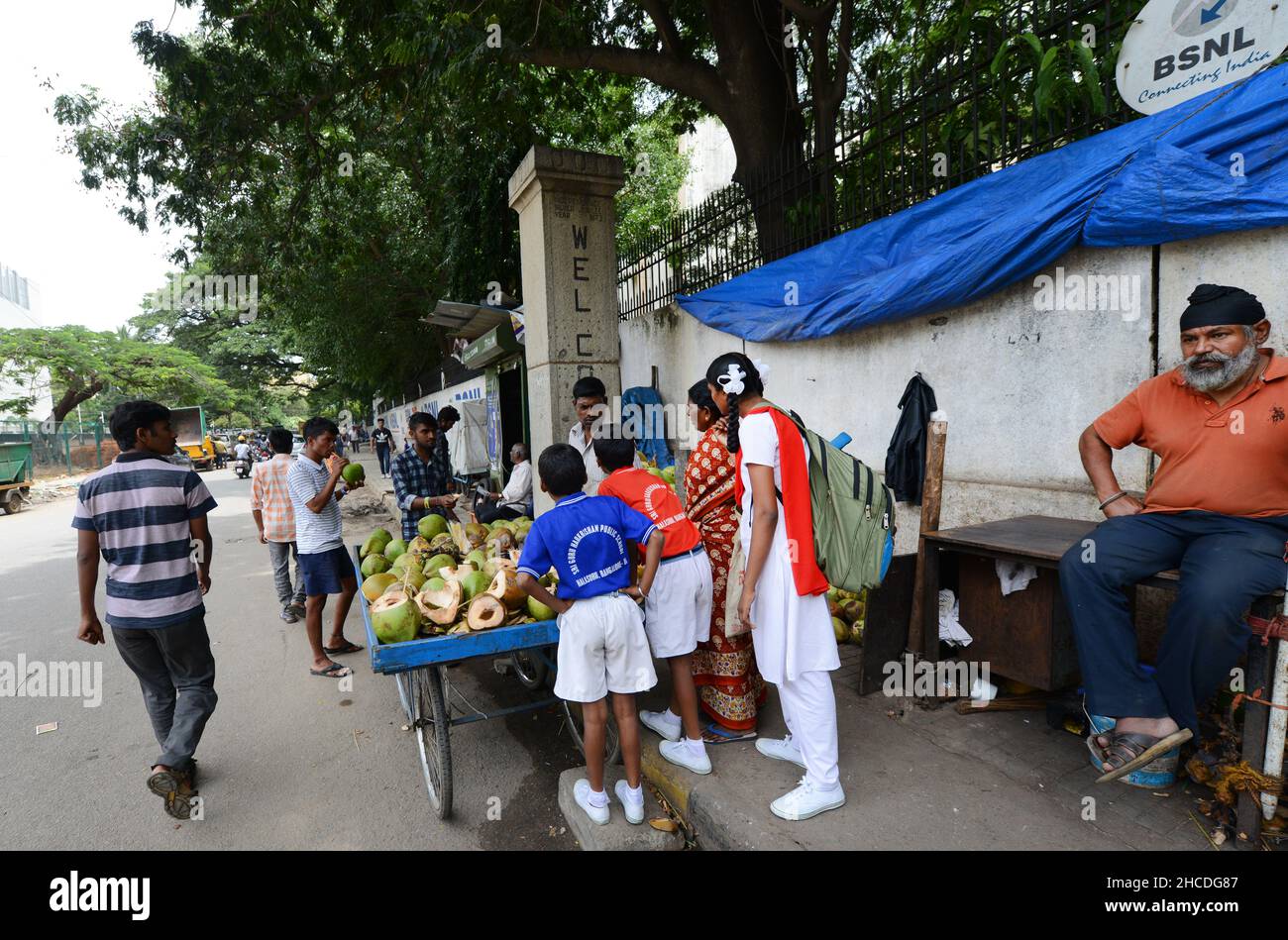 A coconut vendor on Halasooru road in Bangalore, India Stock Photo - Alamy