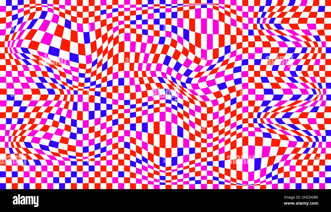 Distorted surface. Chess background with distortion. Optical illusion ...