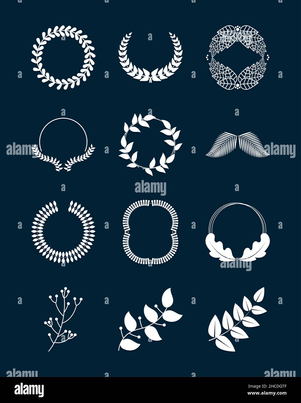 set of twelve laurel wreaths Stock Vector Image & Art - Alamy