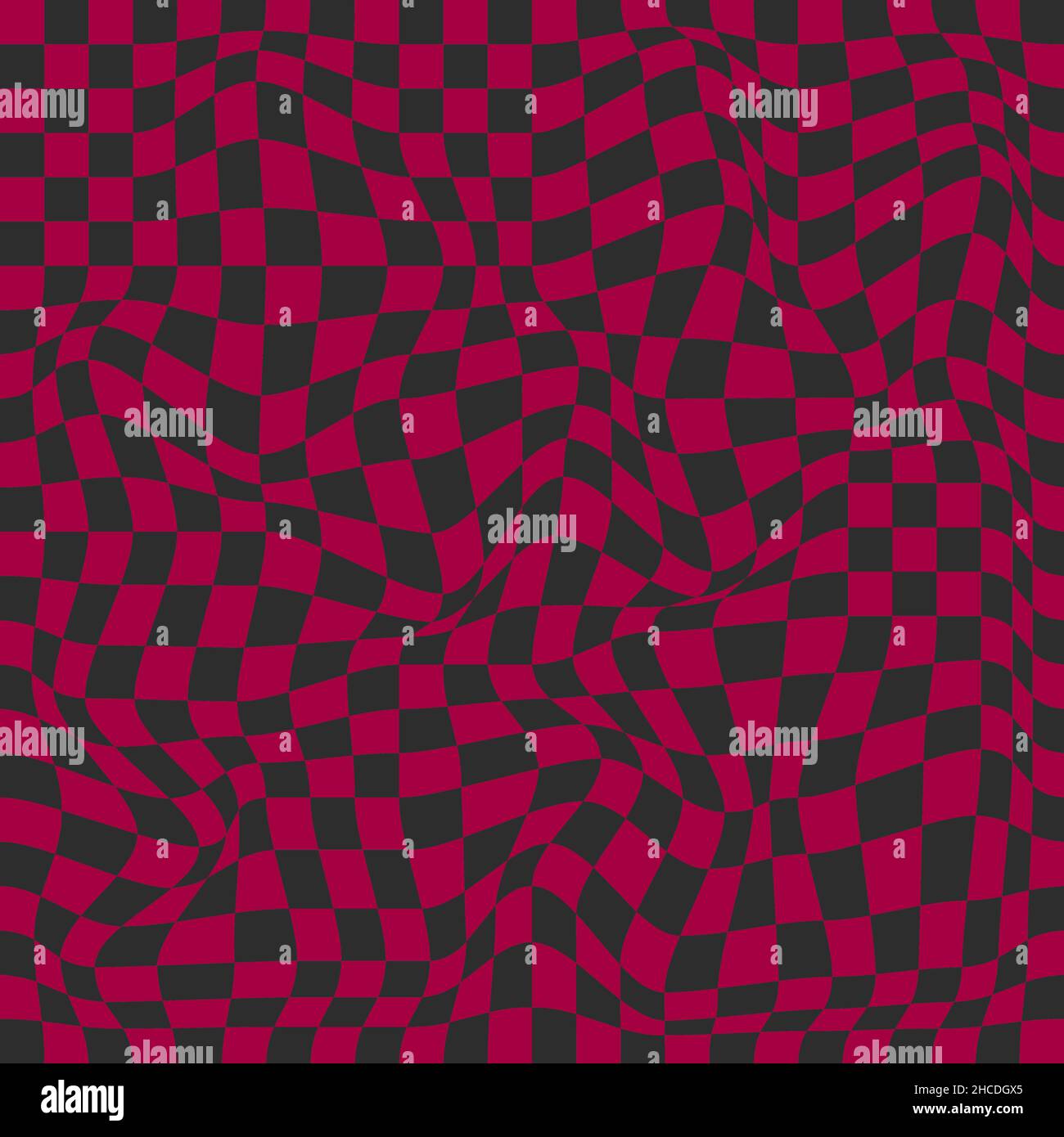 Distorted surface. Chess background with distortion. Optical illusion ...