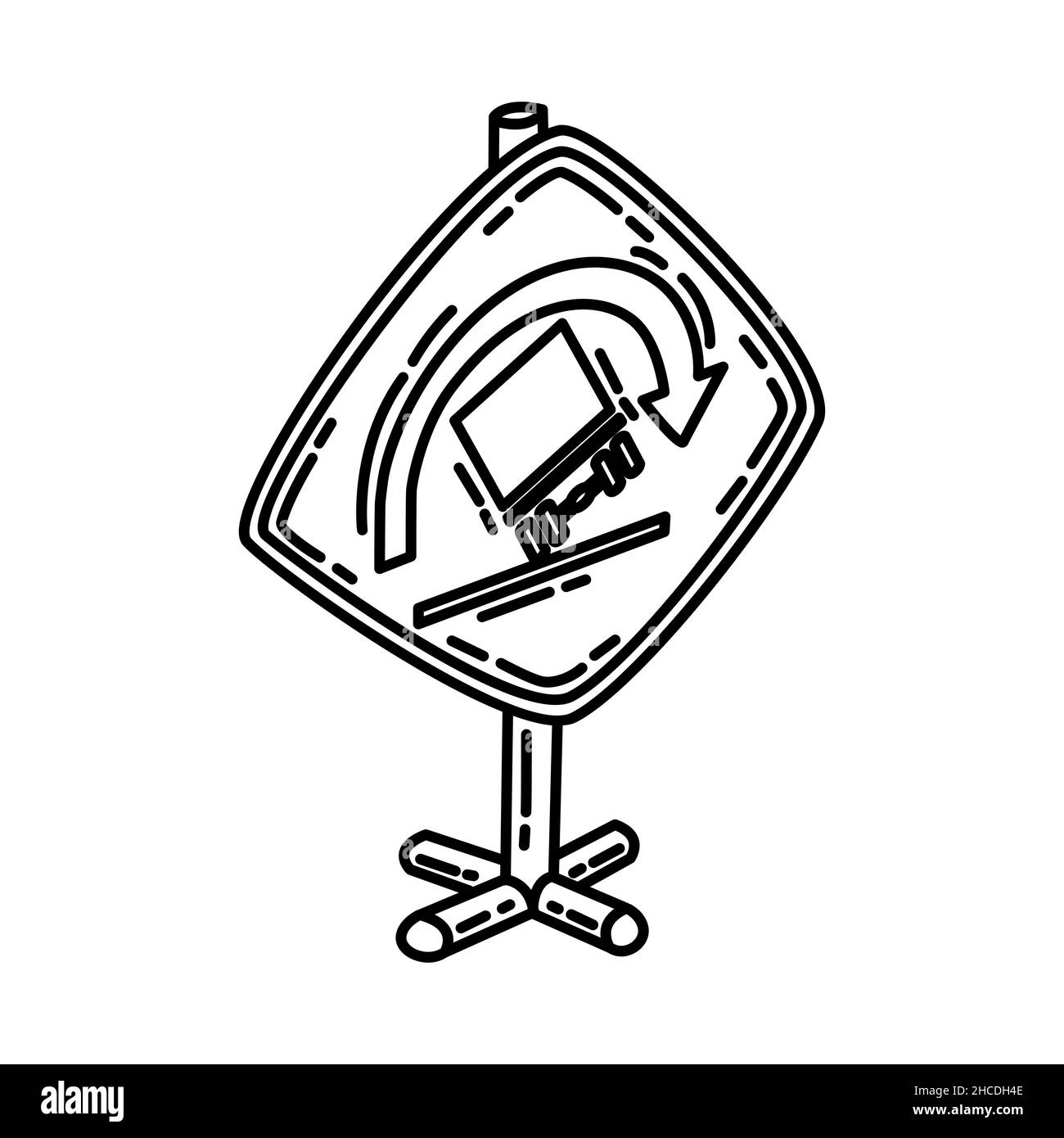 Truck Rollover Part of Warning Yellow Road Sign Hand Drawn Icon Set ...