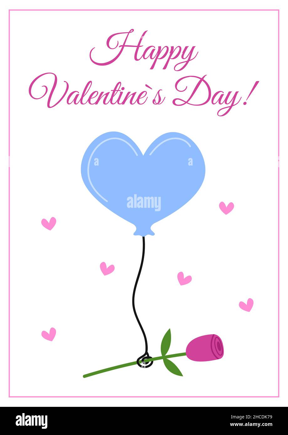 Happy Valentines Day greeting card isolated. Love heart shaped balloon ...