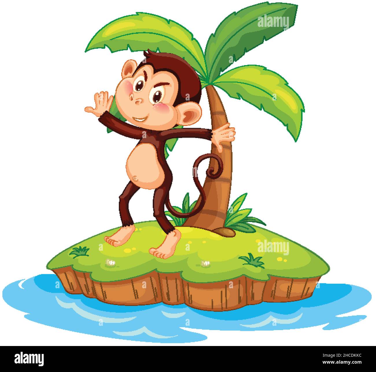 A monkey cartoon character on isolated island illustration Stock Vector ...