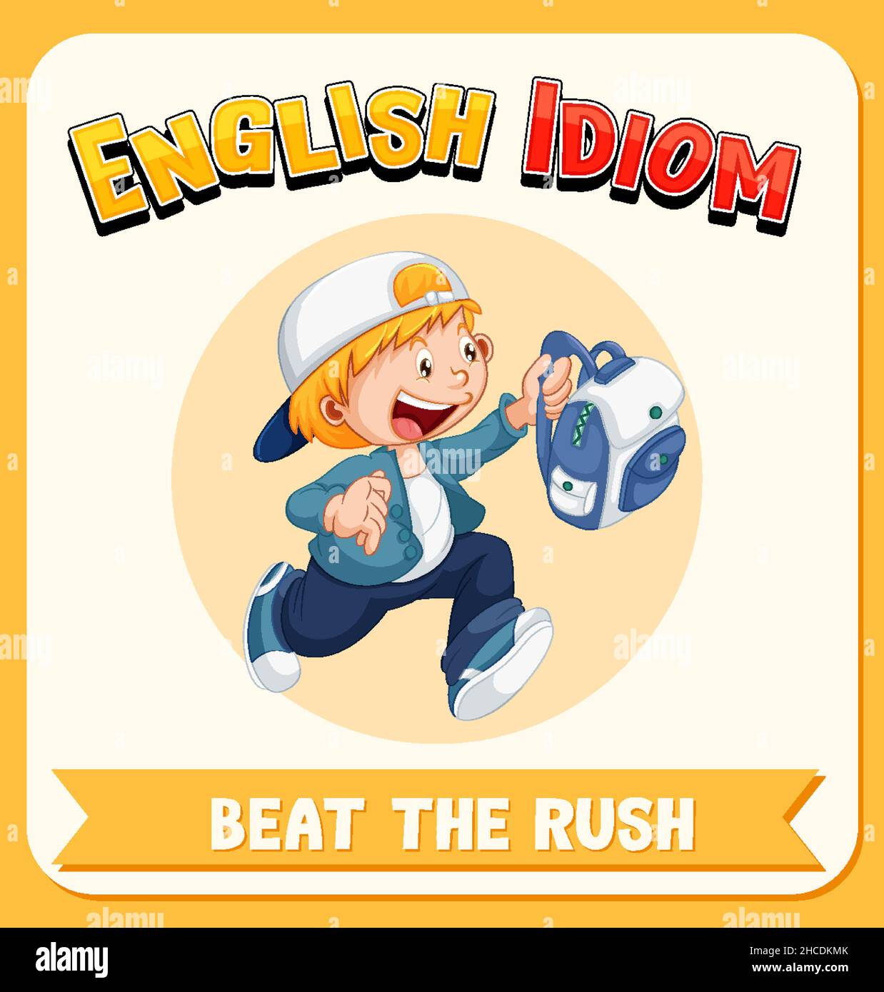 English idiom with picture description for beat the rush illustration