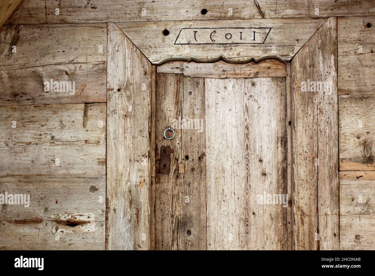 old wooden door of a grain store Stock Photo