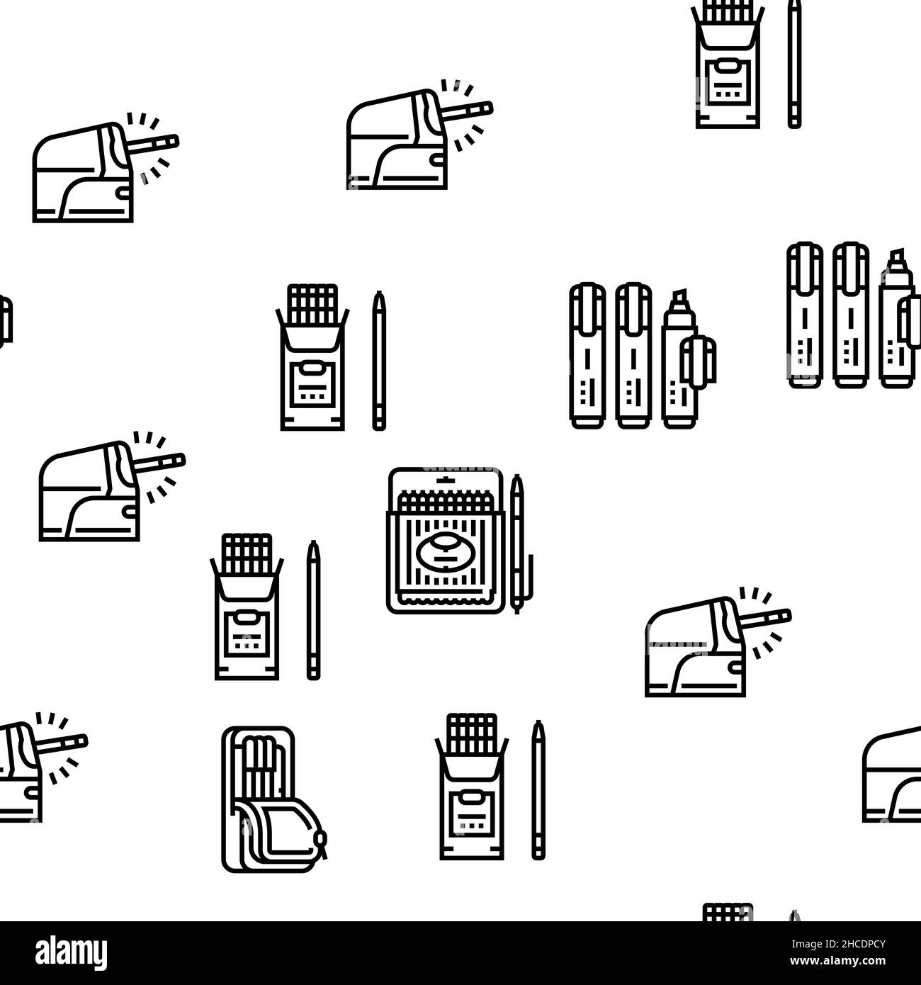 School Supplies Stationery Tools Vector Seamless Pattern Stock Vector ...