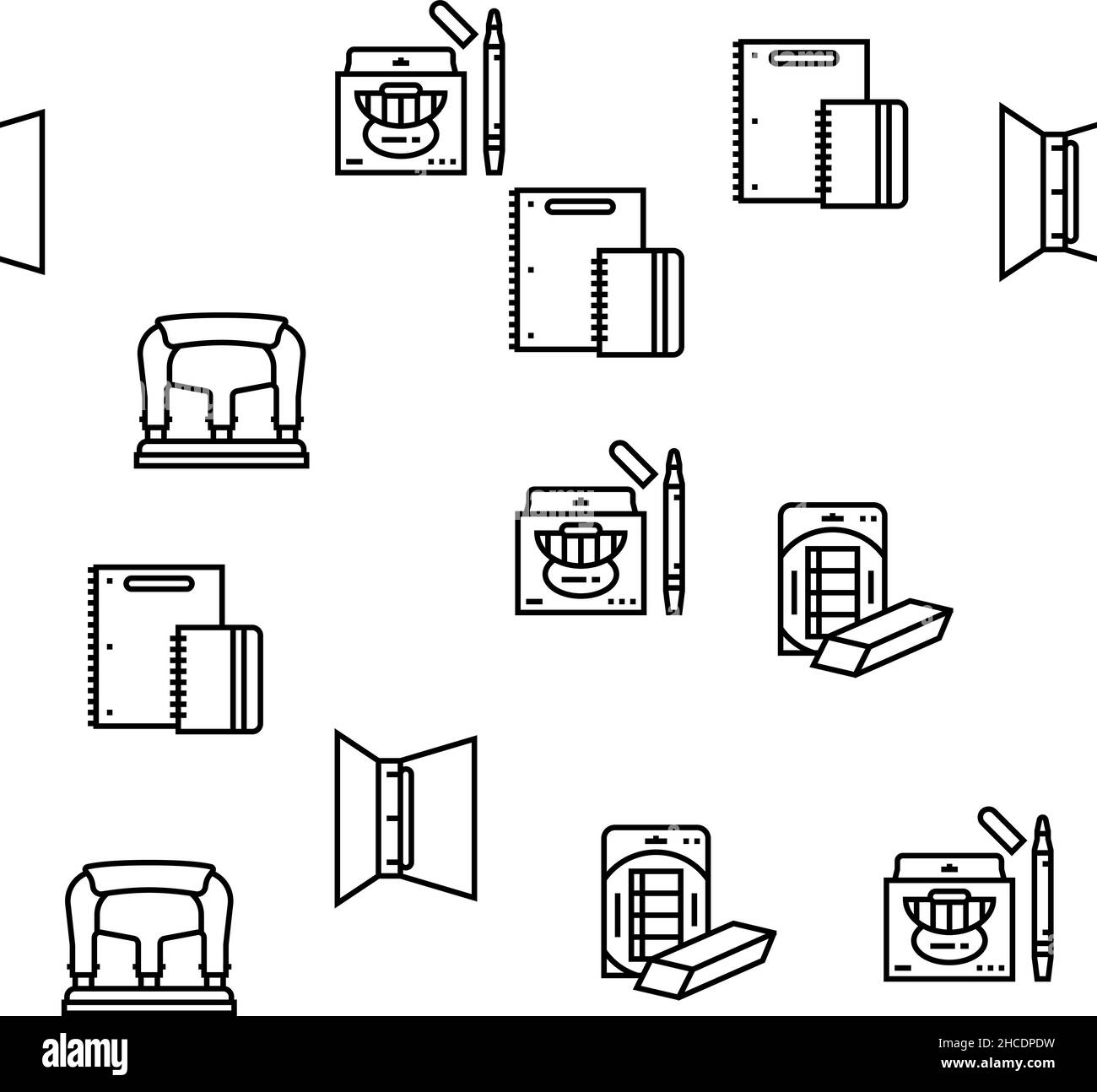 School Supplies Stationery Tools Vector Seamless Pattern Stock Vector ...