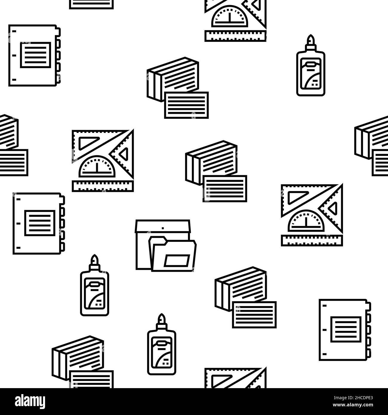 School Supplies Stationery Tools Vector Seamless Pattern Stock Vector ...