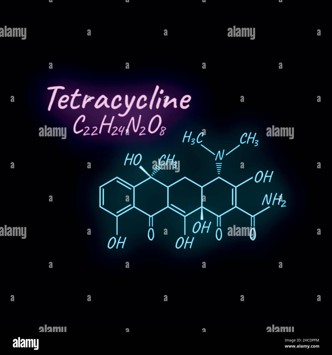 Tetracycline antibiotic chemical formula and composition, concept