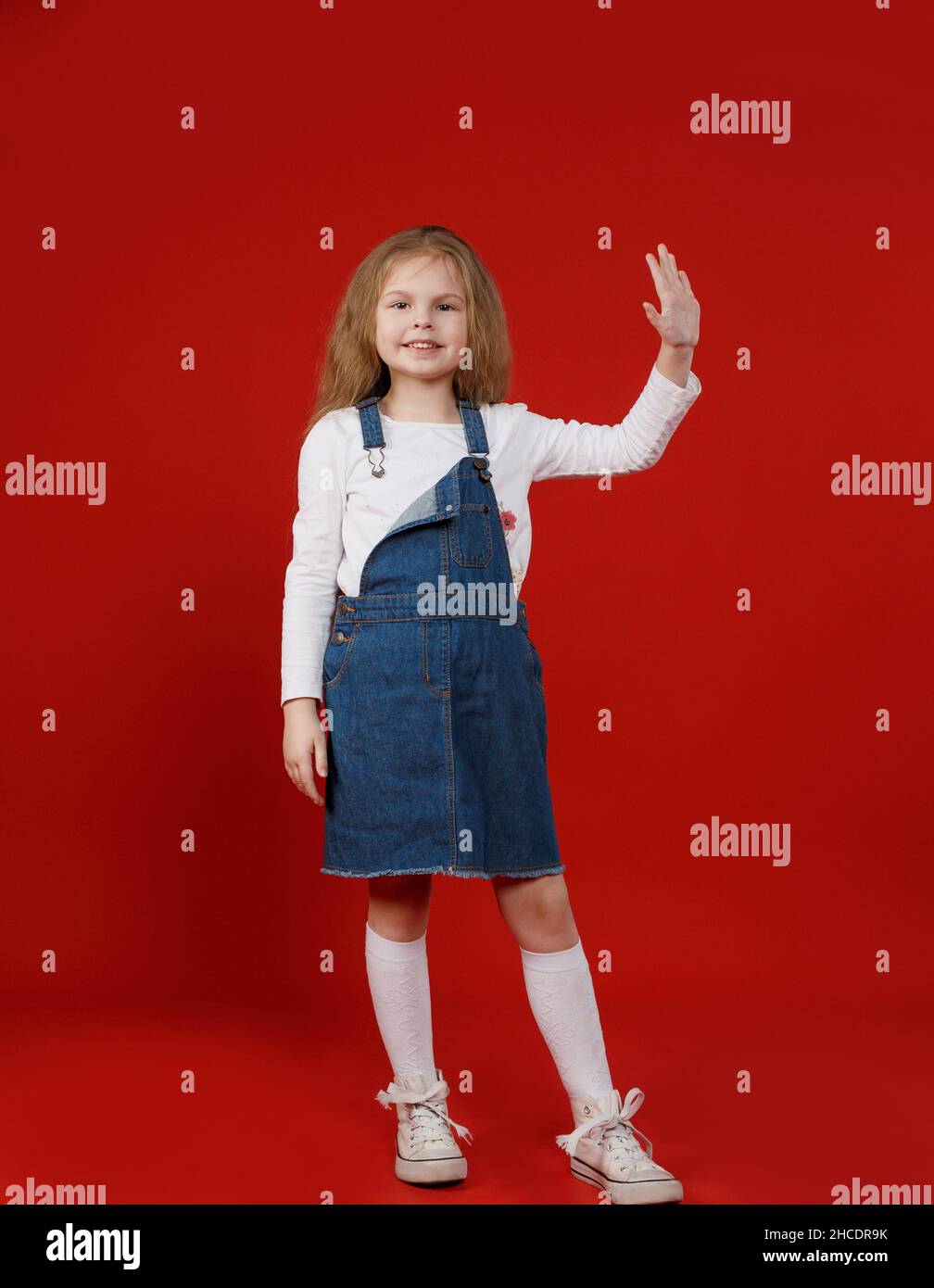 red girl denim dress