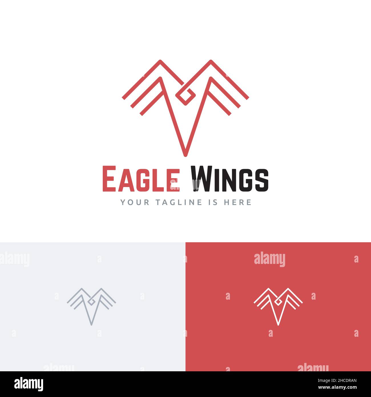 Hawk Eagle Falcon Wings Bird Monoline Modern Logo Template Stock Vector
