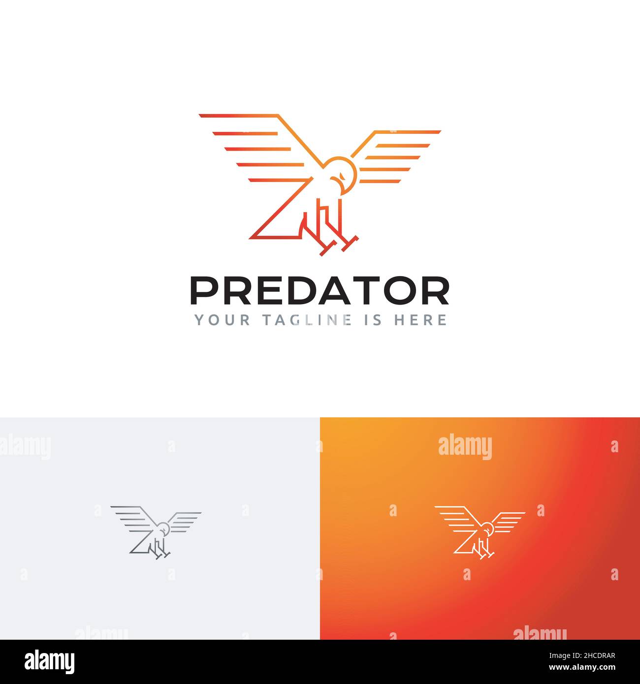 Hawk Eagle Falcon Wings Predator Bird Monoline Logo Template Stock Vector