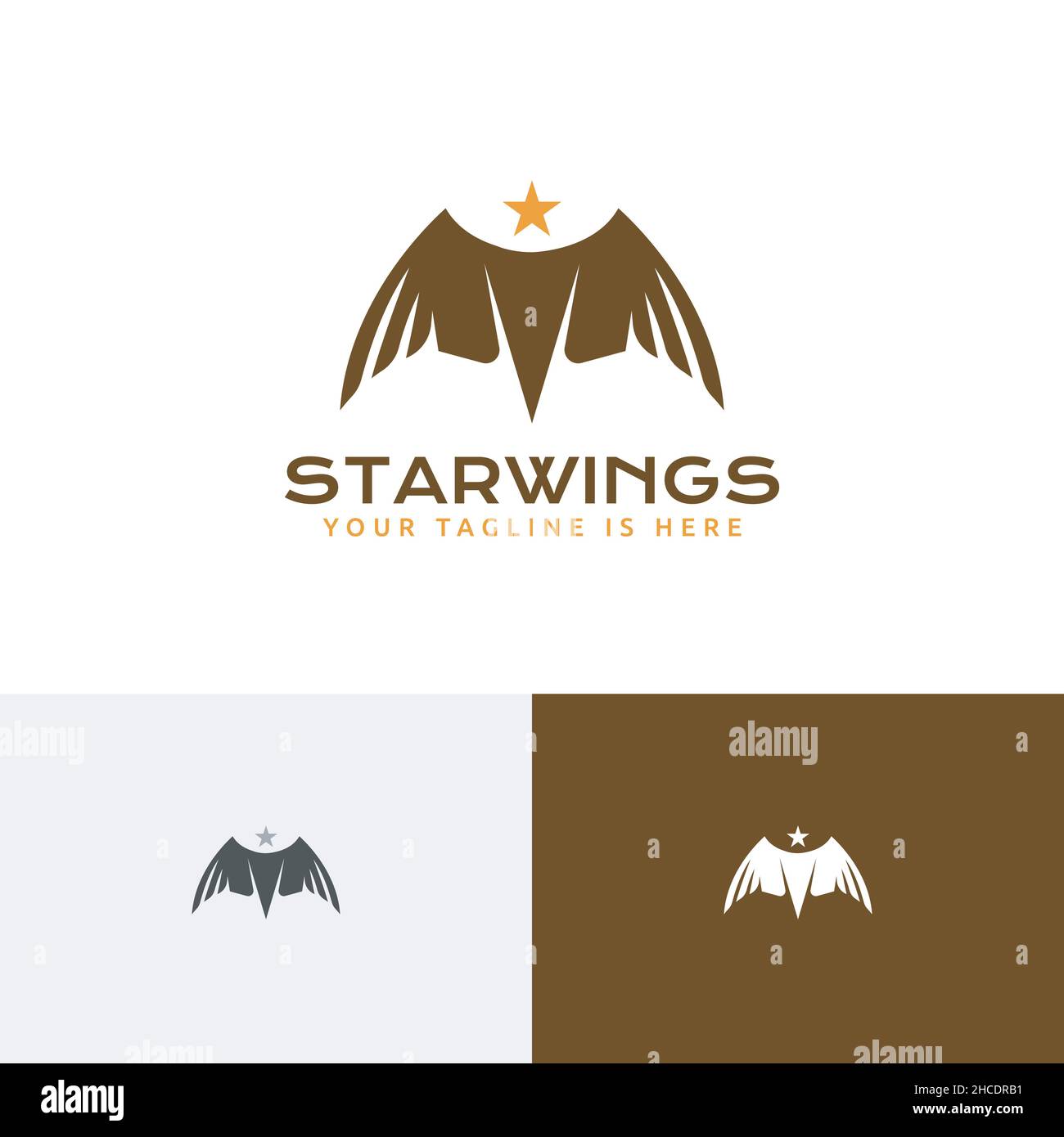 Star Wings Hawk Eagle Falcon Predator Bird Logo Template Stock Vector