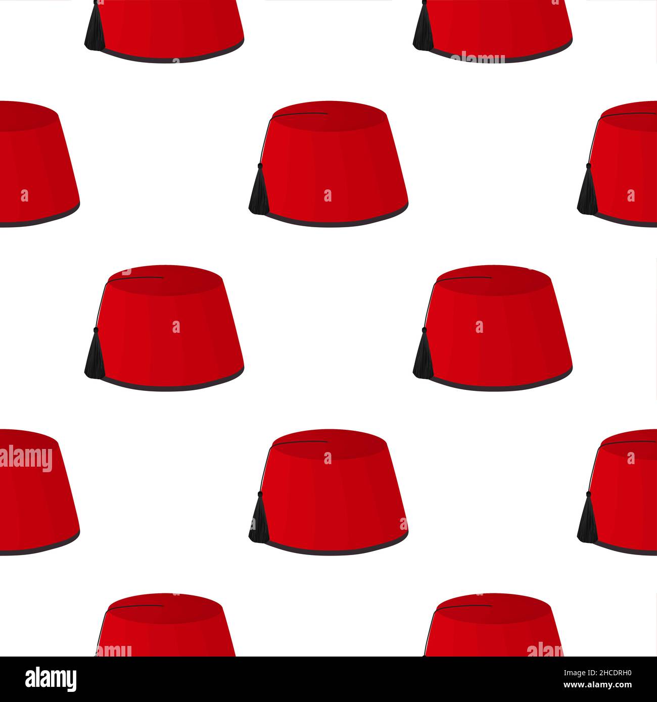 Illustration on theme pattern hats ottoman fez, beautiful caps in white background. Caps pattern consisting of collection hats ottoman fez for wearing Stock Vector