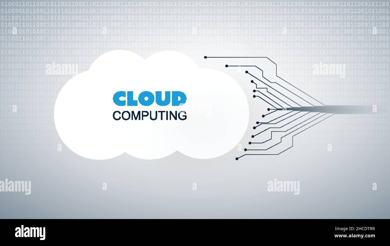 Cloud Computing Design Concept - Digital Connections, Technology Background with Network Mesh Stock Vector
