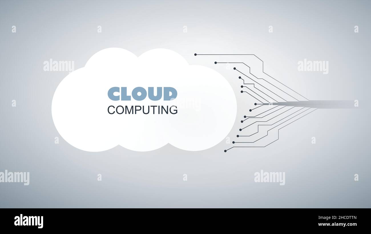 Cloud Computing Design Concept - Digital Connections, Technology Background with Network Mesh Stock Vector