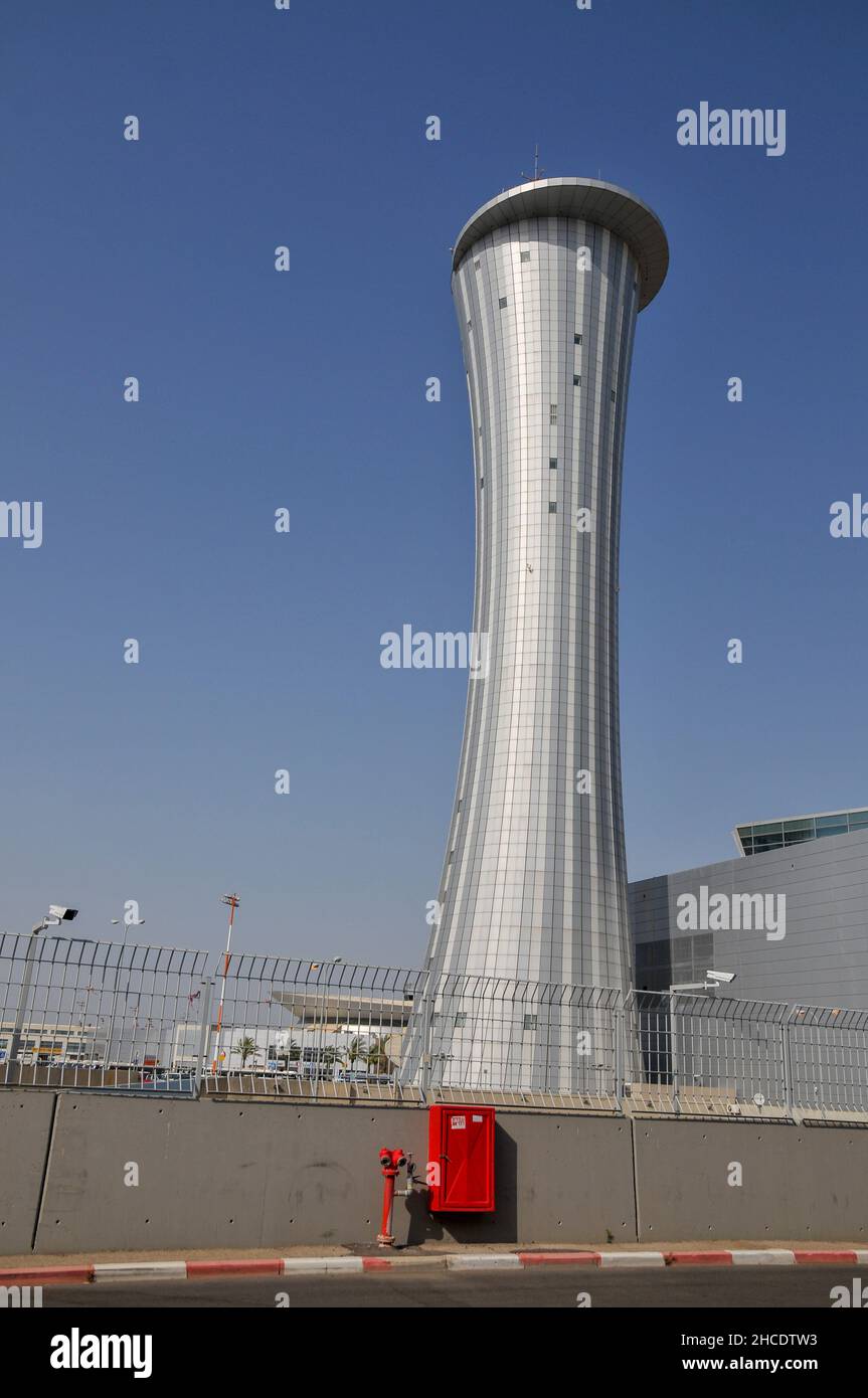 Air traffic control tower, Ben Gurion International Airport, Tel Aviv, Israel Stock Photo