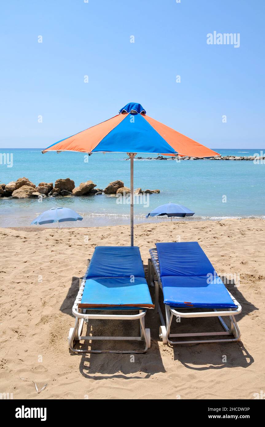 Resort beach. Photographed in Paphos, Cyprus Stock Photo