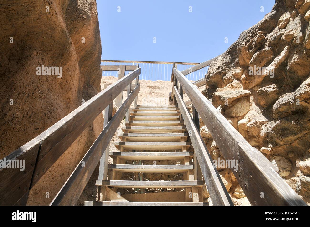 Israel, Negev, Tel Be'er Sheva believed to be the remains of the biblical town of Be'er Sheva. The water system collected flood water from the nearby Stock Photo