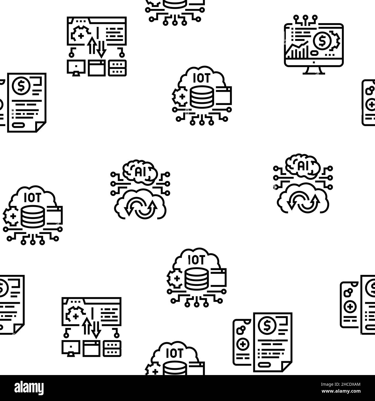 Fintech Financial Technology Vector Seamless Pattern Stock Vector Image ...
