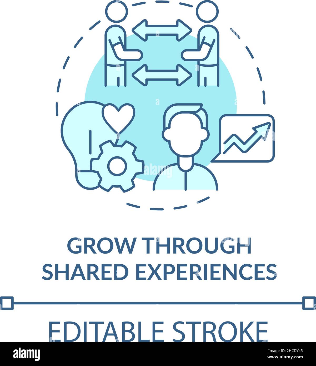 Grow through shared experiences turquoise concept icon Stock Vector ...