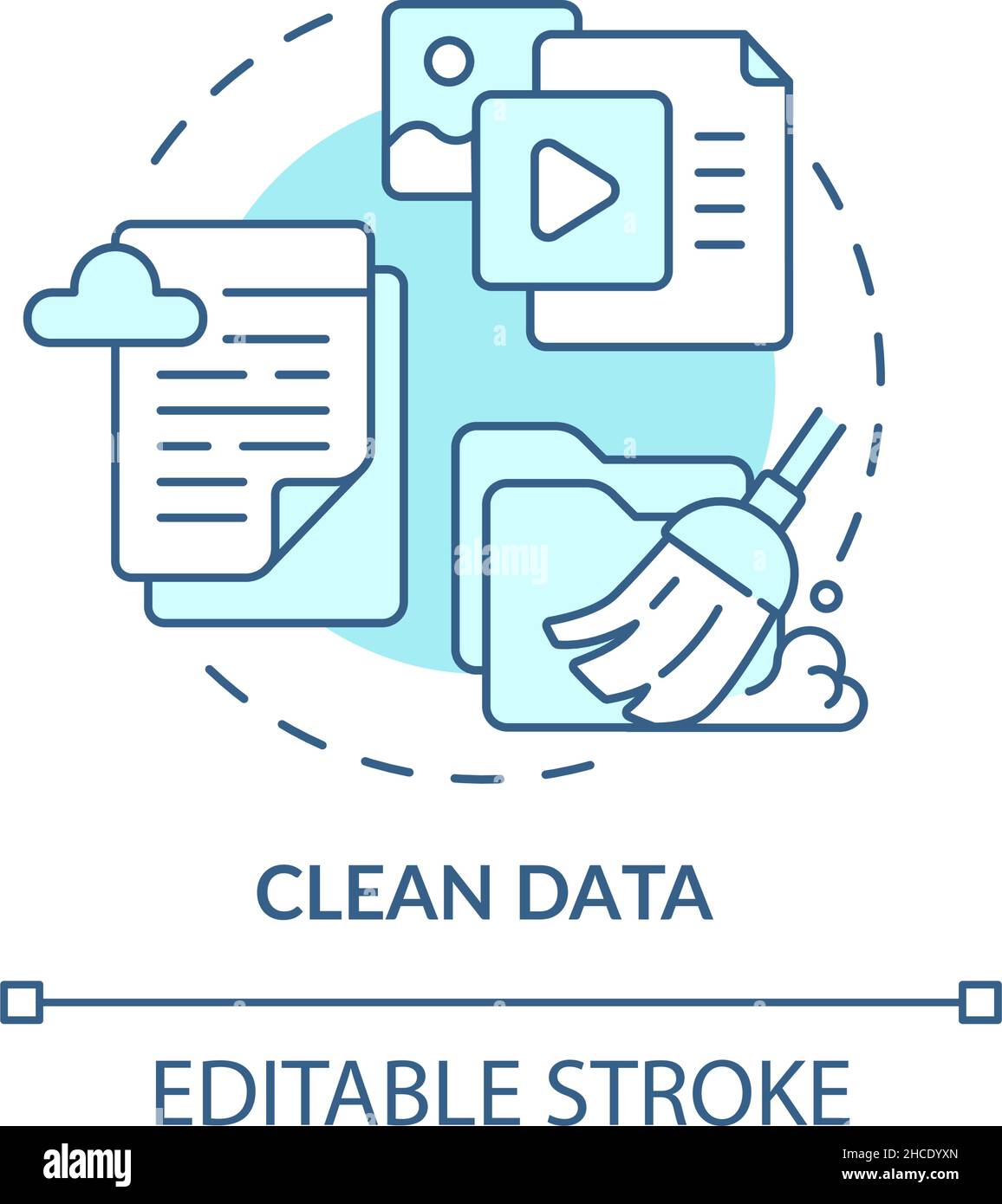 Clean data turquoise concept icon Stock Vector