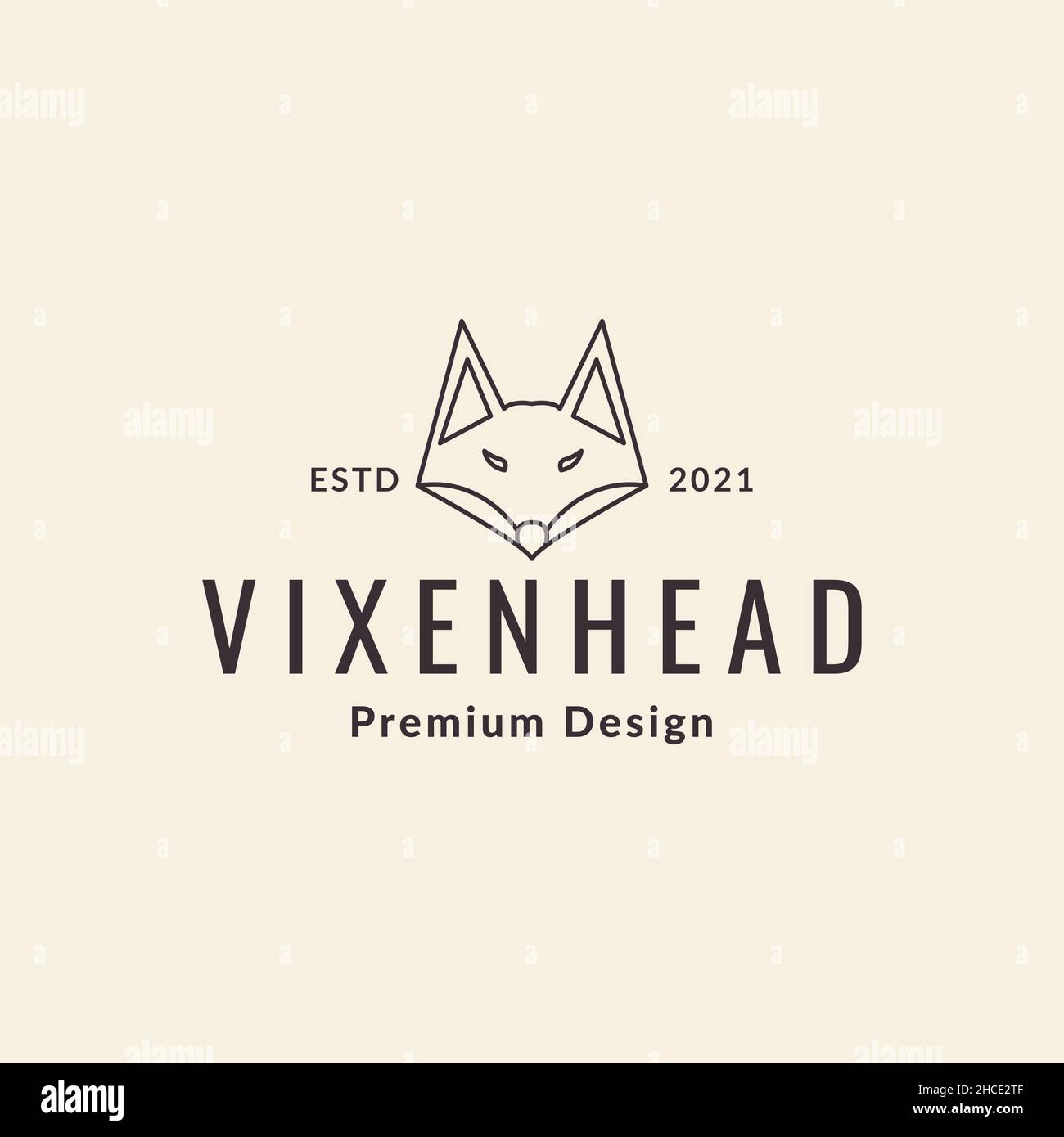 line head vixen hipster logo design vector graphic symbol icon sign ...