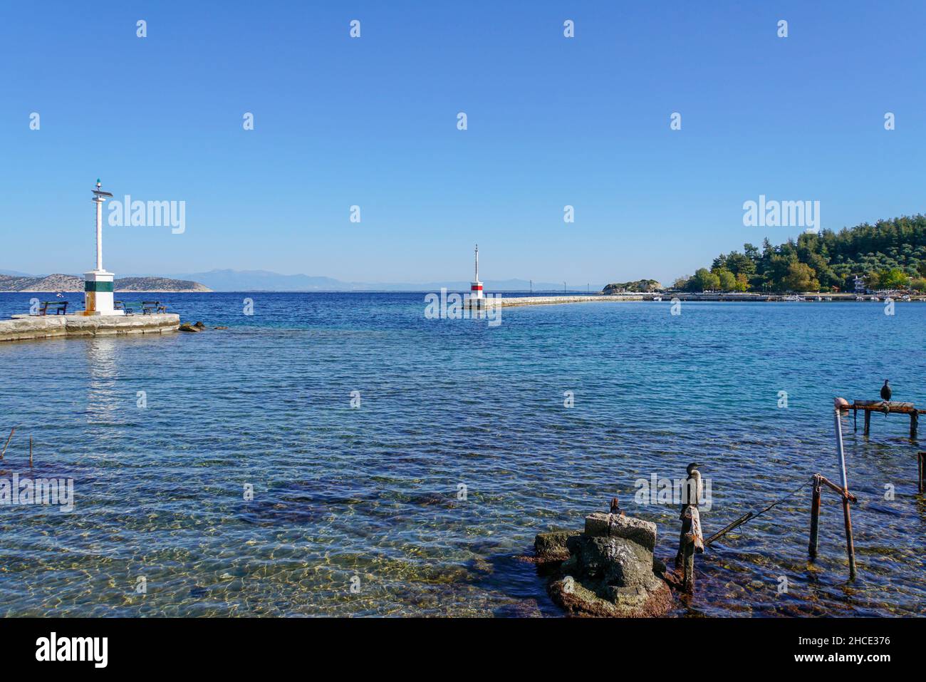 Kavala Harbor pier, East Macedonia, Greece Stock Photo