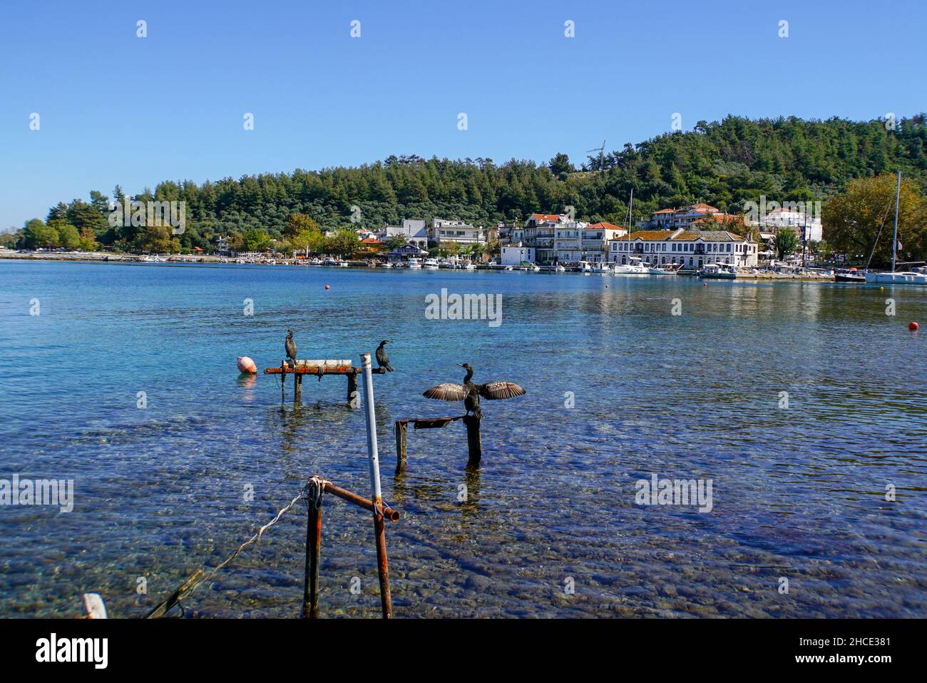 Kavala Harbor pier, East Macedonia, Greece Stock Photo