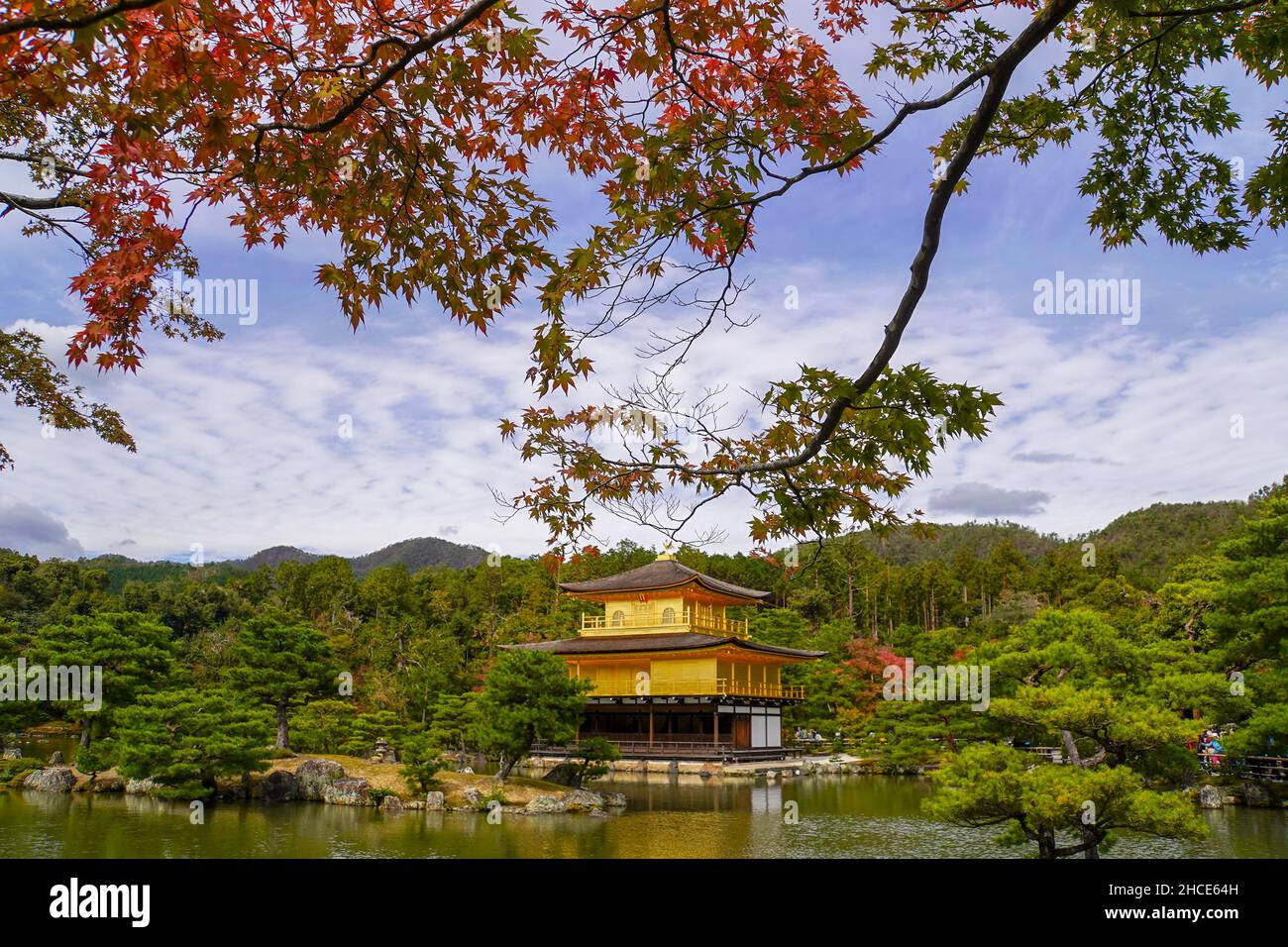 Japan, Kyoto, Zen Buddhist temple Kinkaku-ji (Temple of the Golden Pavilion), AKA Rokuon-ji (Deer Garden Temple) Stock Photo