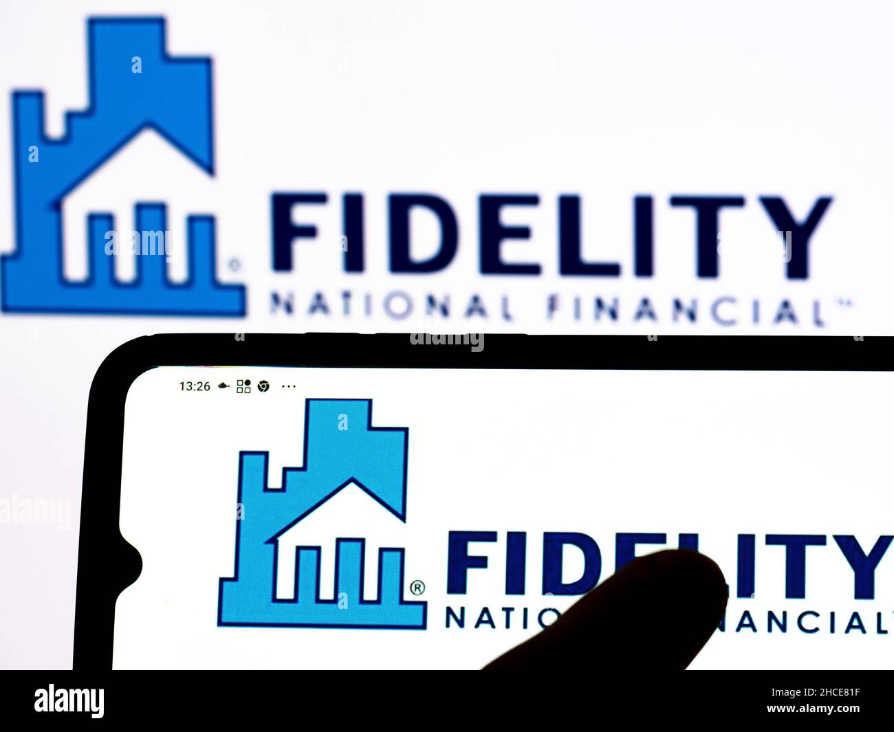 In this photo illustration Fidelity National Financial, Inc. logo seen