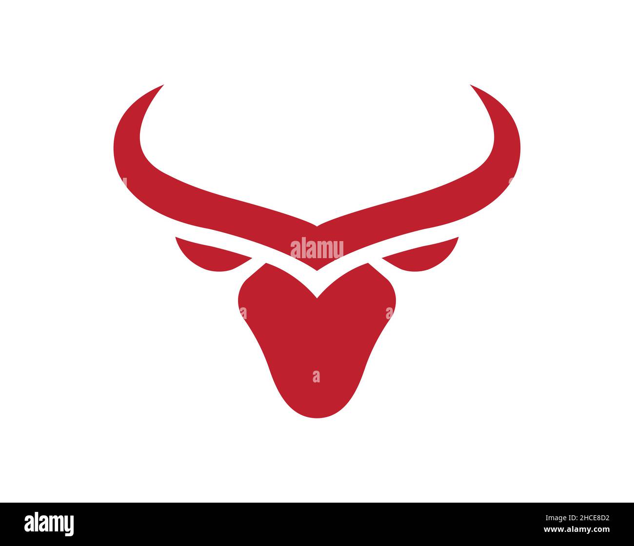 Creative Red Bull Head Logo Vector Minimal Shape Stock Vector