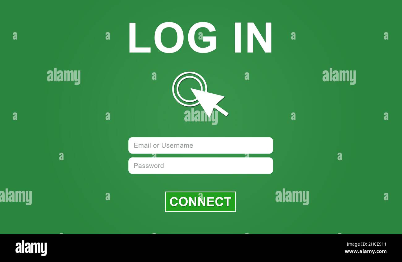 Login form concept on green background Stock Photo