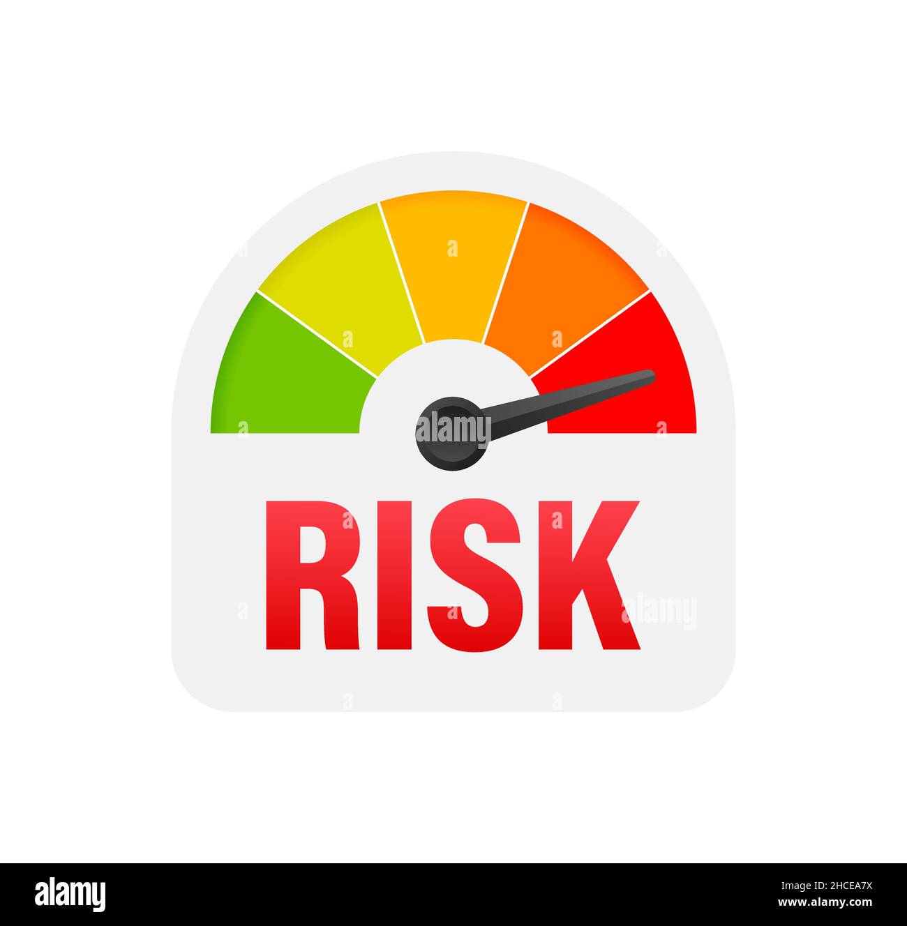 Risk icon on speedometer. High risk meter. Vector illustration. Stock Vector