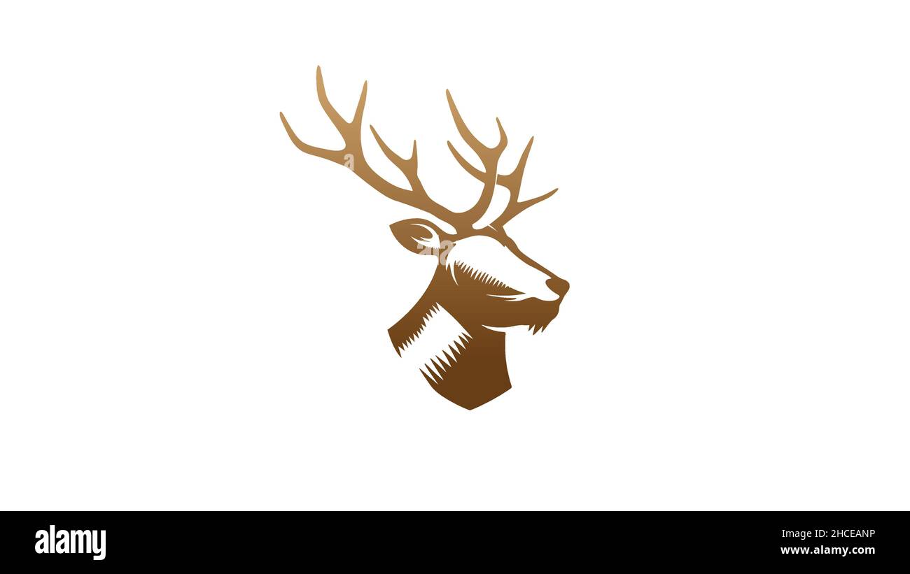 Creative Brown Deer Goat Head Logo Design Vector Stock Vector