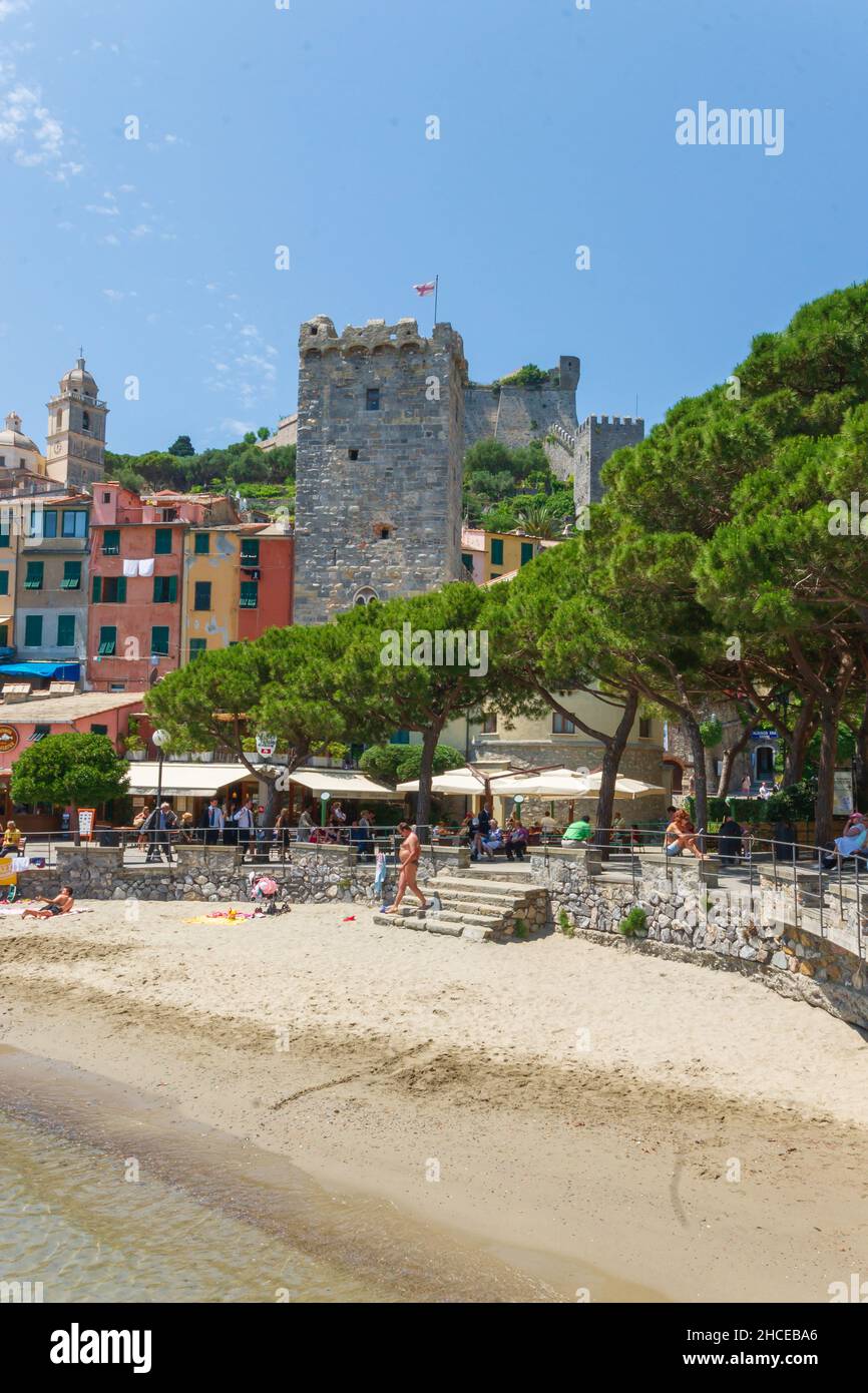 Via Olivo street, Beach, Portovenere. Ligury, Italy, Europe Stock Photo