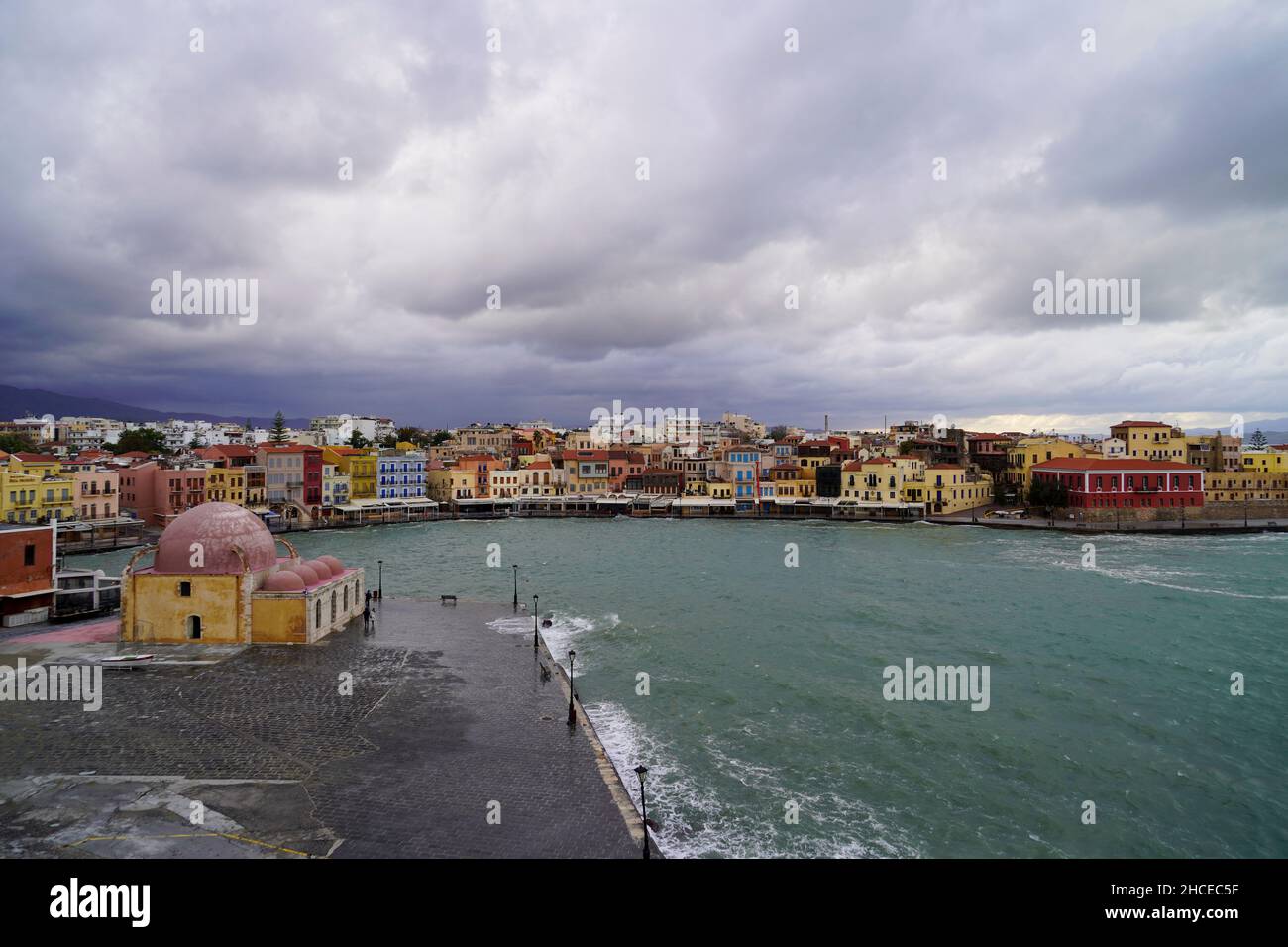 Venetian era harbour, Chania, Crete, Greece Stock Photo