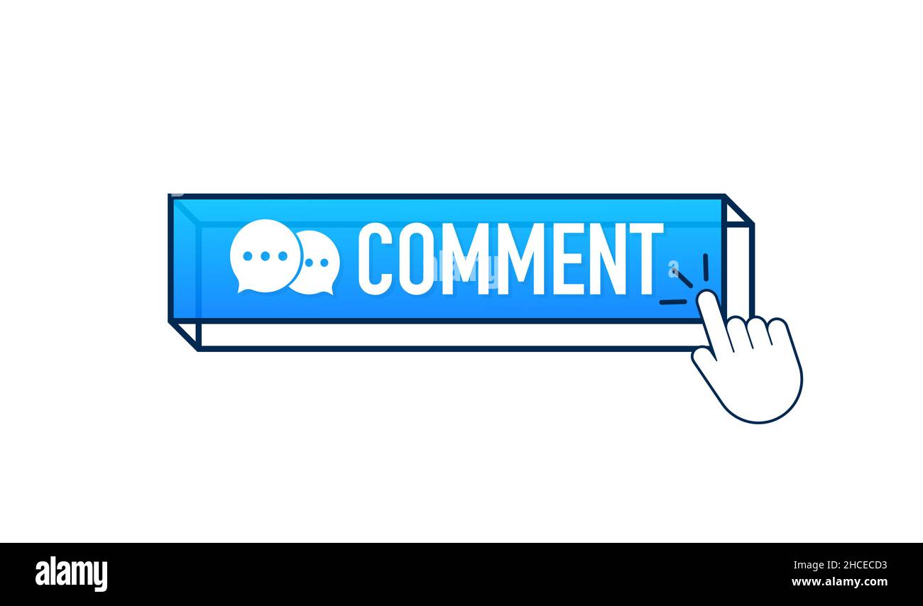 Flat blue comment button. Flat vector. Computer mouse click. Navigation ...