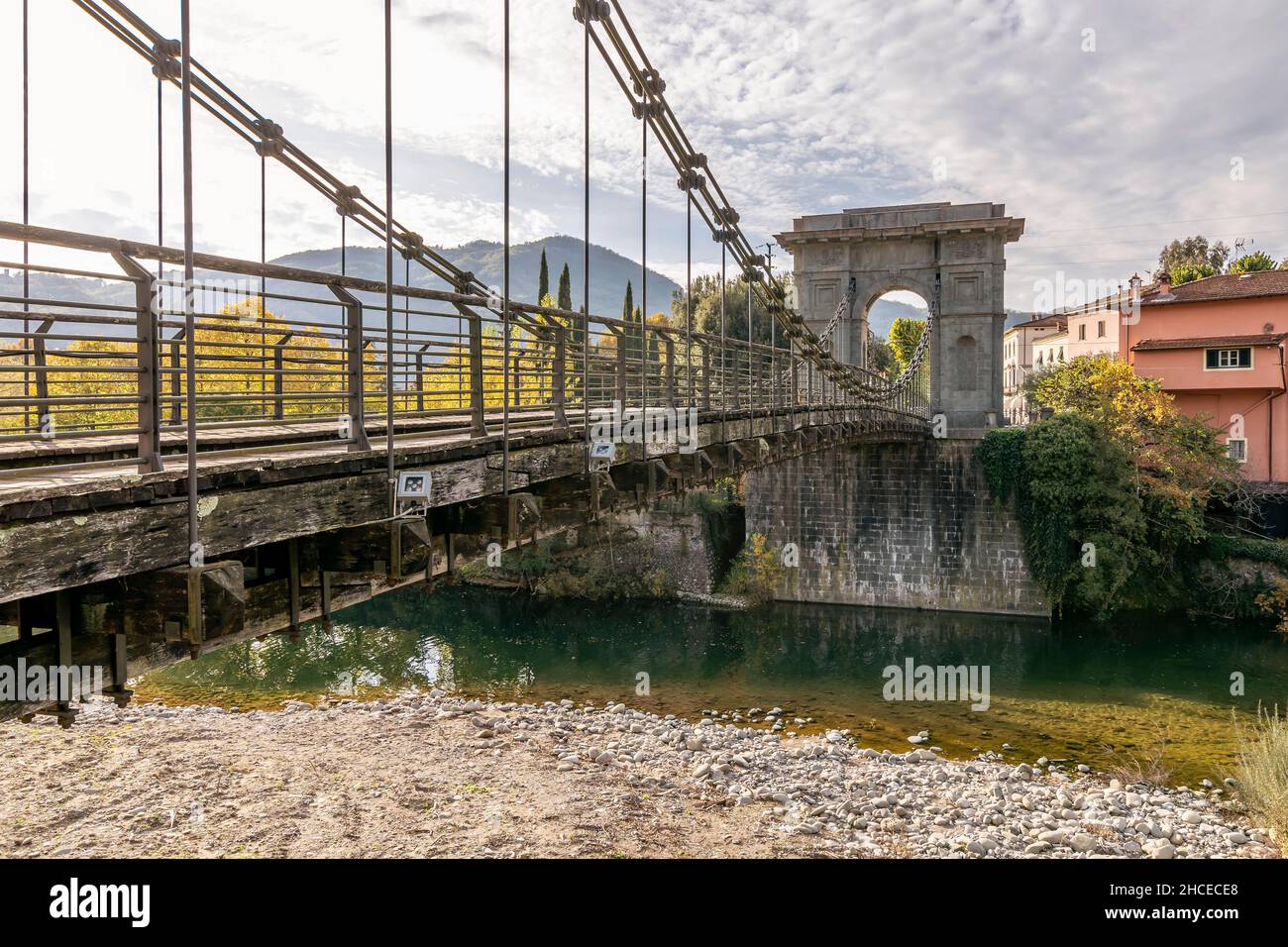 The ancient Ponte delle Catene bridge, that connects Chifenti with Fornoli,  Lucca, Italy Stock Photo - Alamy