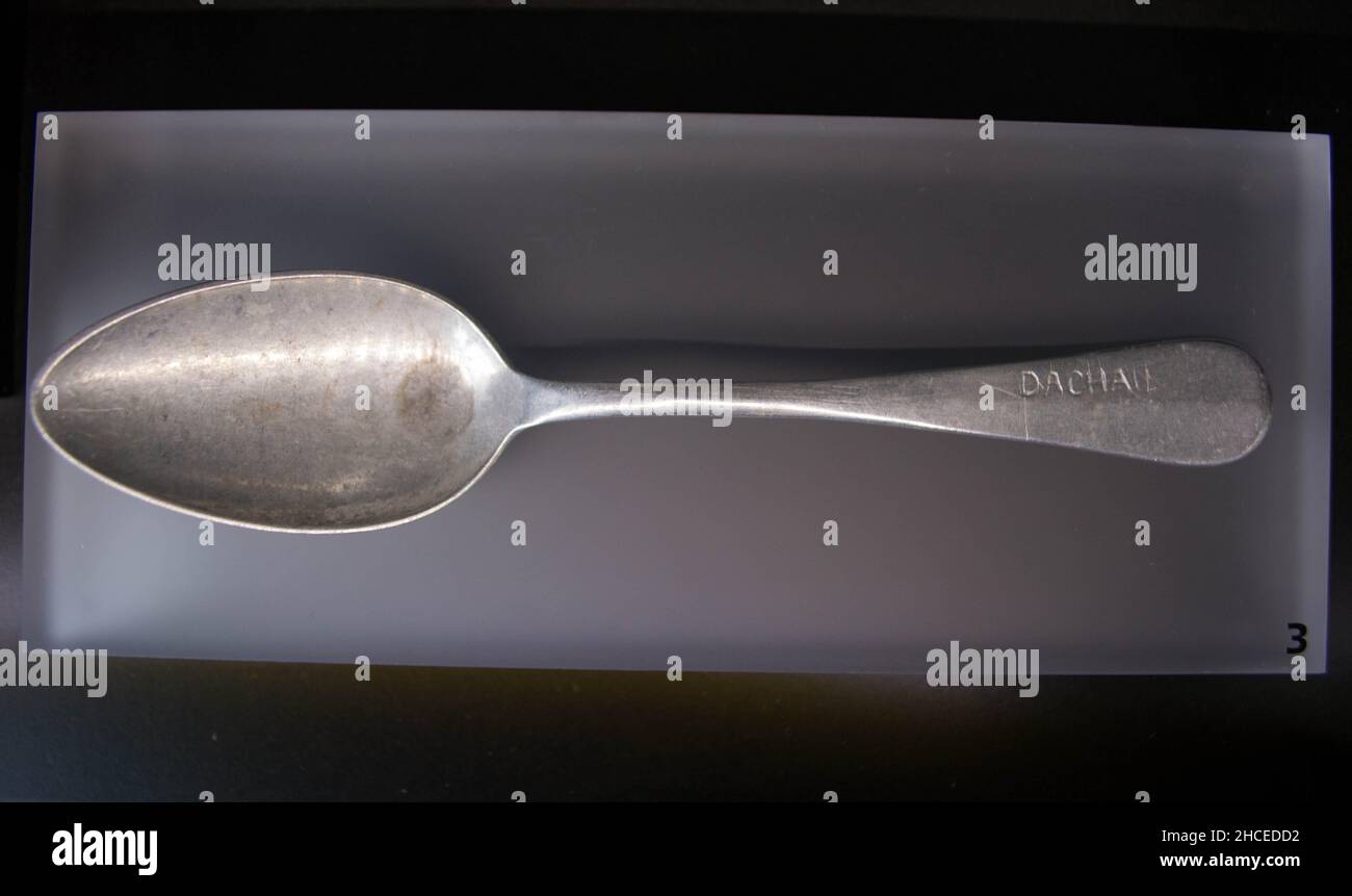 Aluminum spoon for prisoners in Nazi concentration camp, Dachau