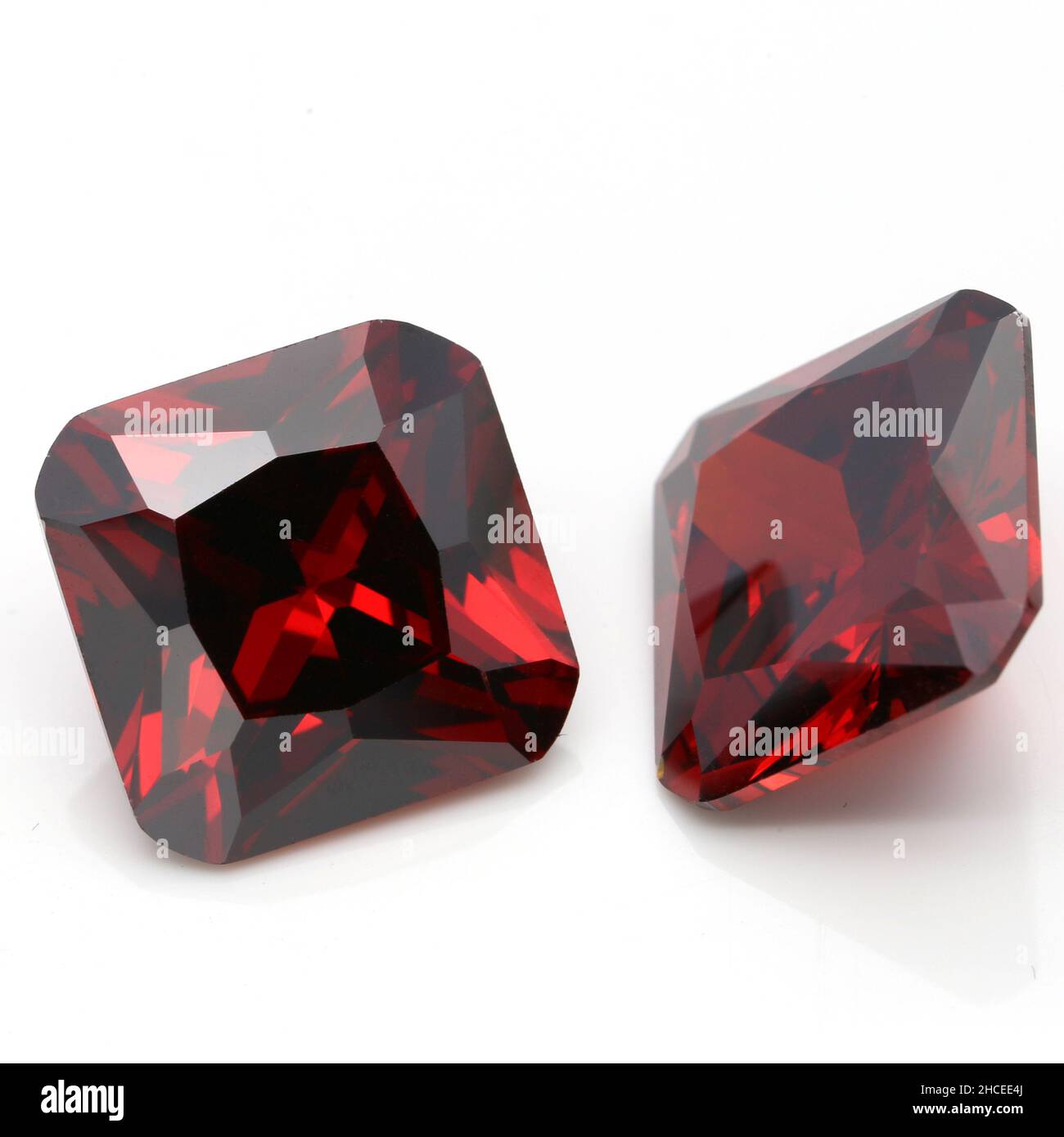 Closeup of red ruby gemstones isolated on a white background Stock ...