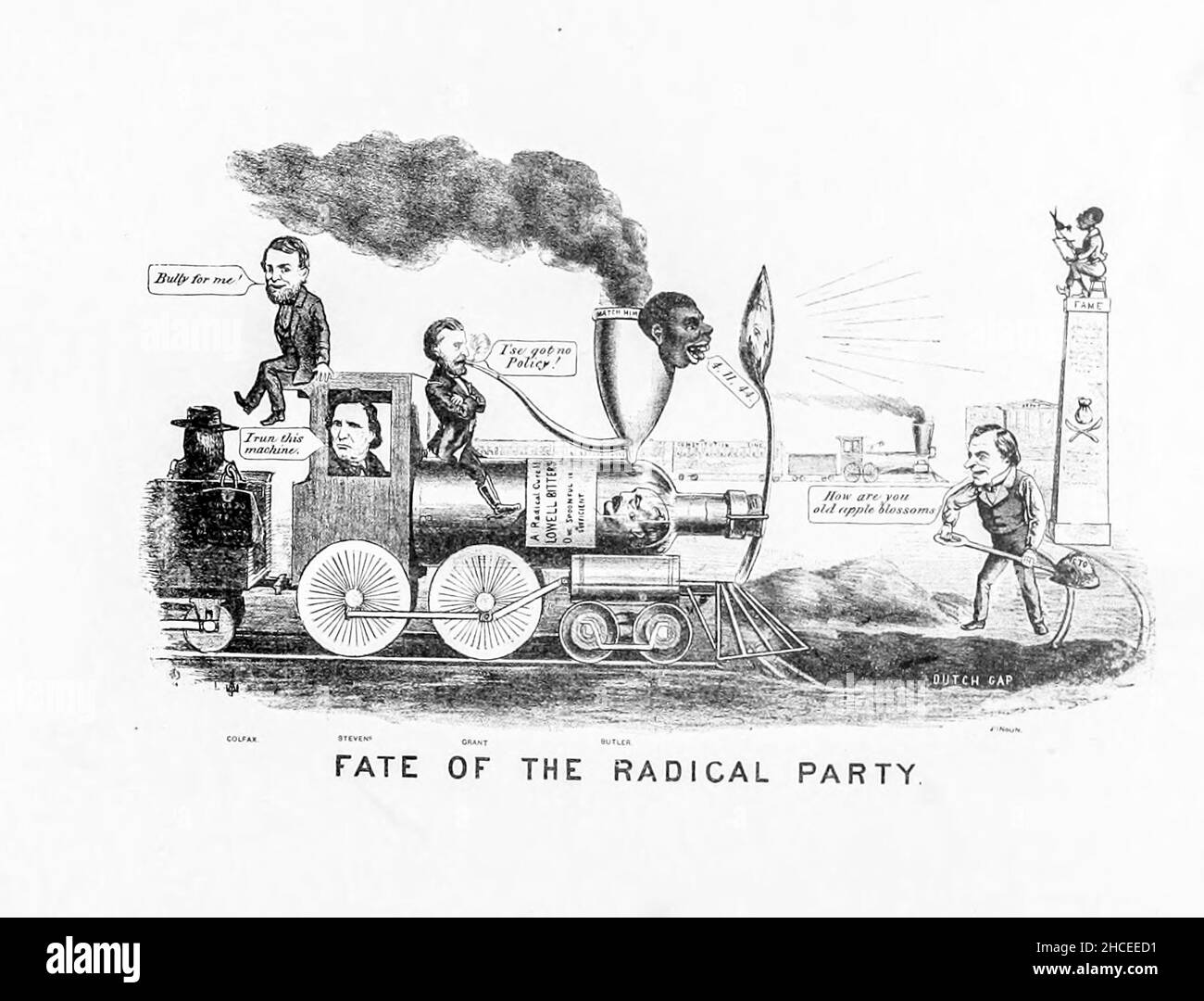 Fate of the Radical Party from a collection of Caricatures pertaining to the Civil War published in 1892 on Heavy Plate Paper Stock Photo