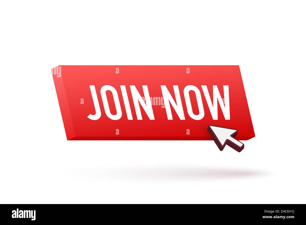 Modern icon with red join now button on white background for banner ...