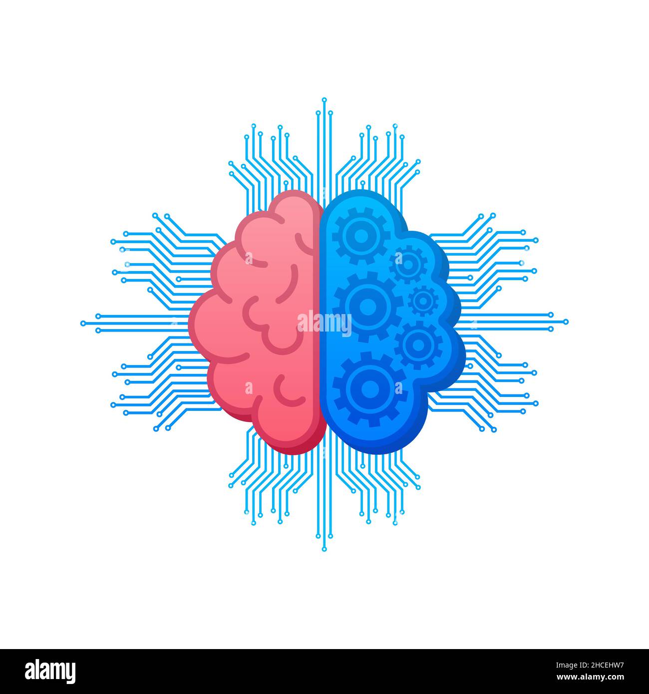 Digital brain in 3d style on light background. Big data vector background. Business vector icon. Stock Vector