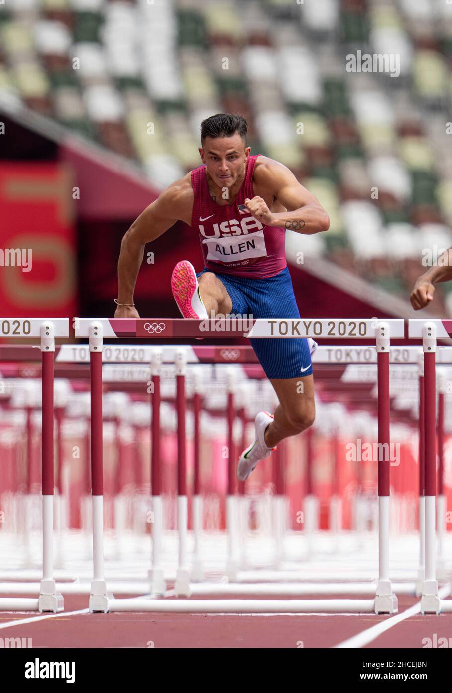 Devon Allen participating in the 110 meter hurdles at the 2020 Tokyo Olympics Stock Photo Alamy