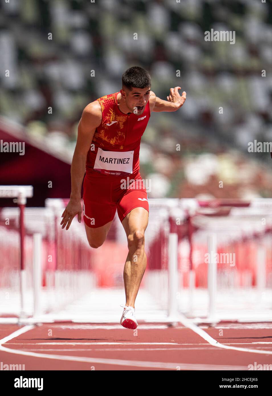 Asier Fernandez participating in the 110 meter hurdles at the 2020